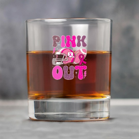 Pink Out Breast Cancer Football Mom Girls Women Rock Glasses