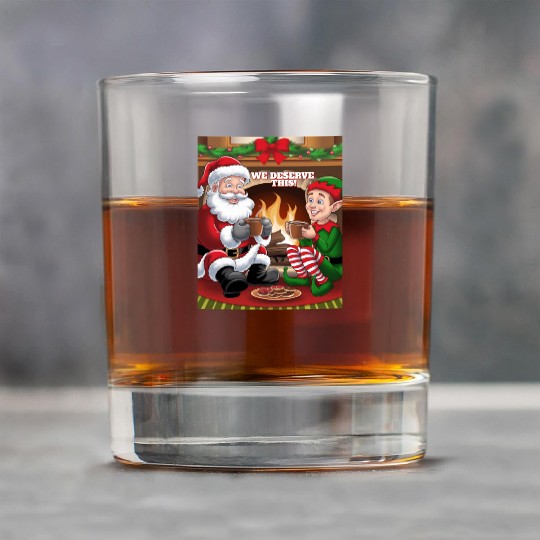 We Deserve This! Santa Claus And Elf Relaxing Rock Glasses
