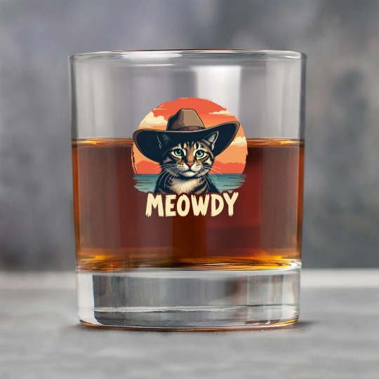 Meowdy Cowboy Cat Funny Howdy Meowdy Cowboy Cat Rock Glasses