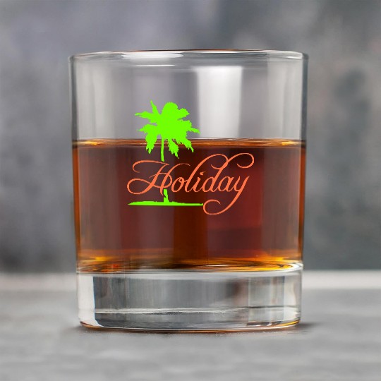 Holiday Palm Text Saying Vacation Relax Travel Fun Rock Glasses