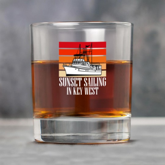 Florida SUNSET SAILING IN KEY-WEST Sunshine-State Rock Glasses