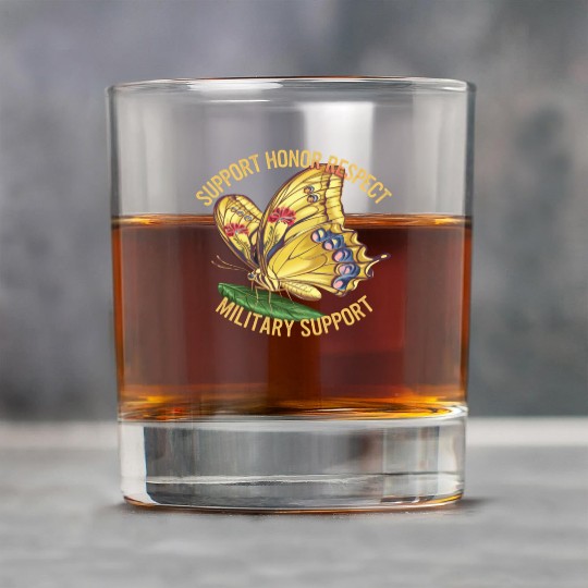 Vibrant Butterfly Design Advocating Military Rock Glasses