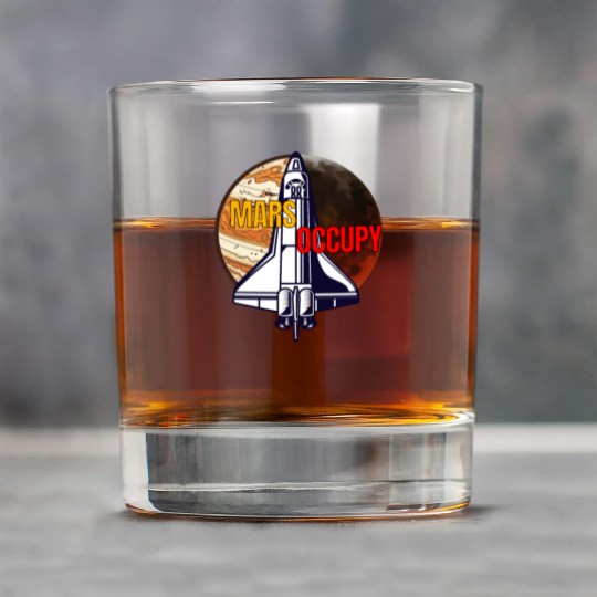 Mars Occupy -Rocket & Planet Space Design Rock Glasses