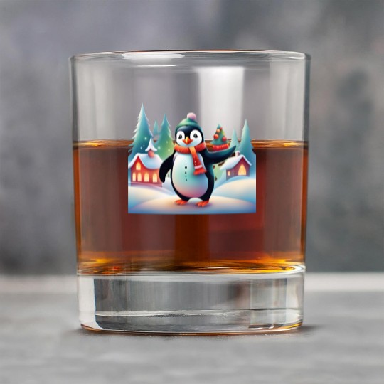 Christmas Merry Christmas For Gift Penguin Snowman Rock Glasses