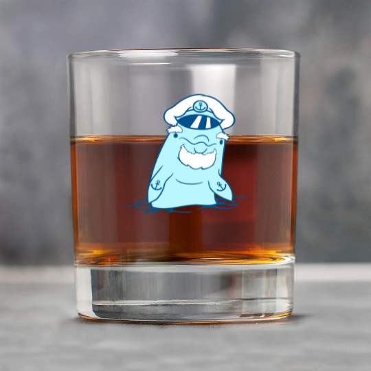 Funny Old Dolphin Ship Captain Cute Cartoon Comic Rock Glasses