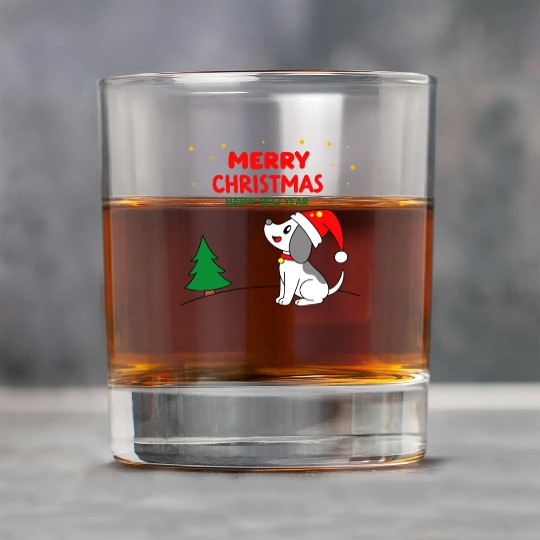 dog5 merry christmas happy new year Rock Glasses