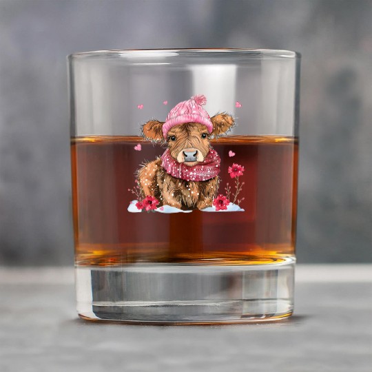 Cute Highland Cow Valentines Day Rock Glasses