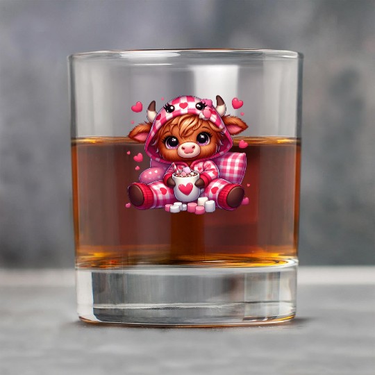 Cute cartoon valentines highland cow Rock Glasses