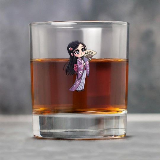 Cute Chibi Geisha Anime Inspired Kimono Design Rock Glasses