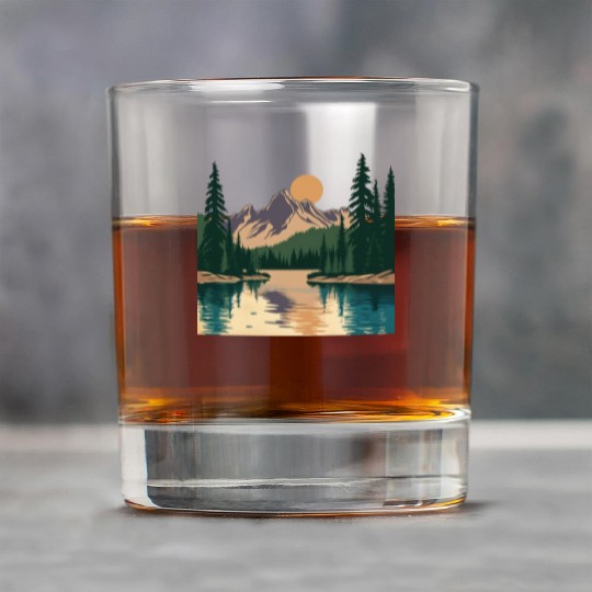 "Mountain Sunrise Serenity: A Scenic Outdoor Rock Glasses