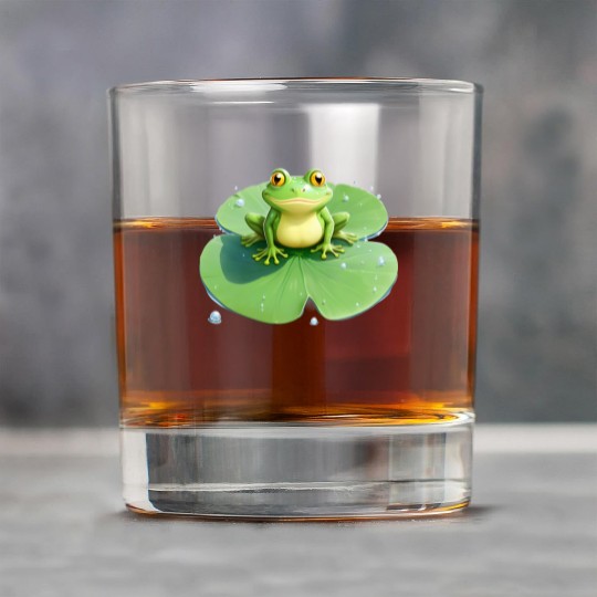 Cheerful Frog on Lily Pad Rock Glasses