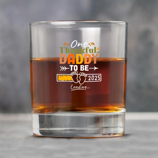 One Thankful Daddy To Be 2025 Thanksgiving Rock Glasses
