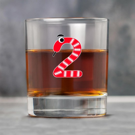 Whimsical Red Snake Number 2 Design Rock Glasses
