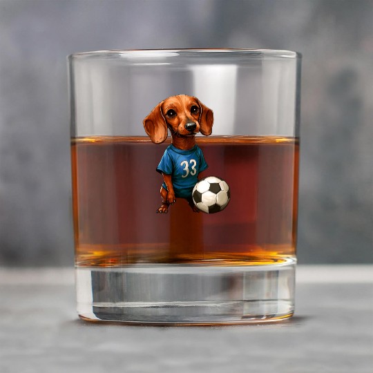 Soccer dachshund blue Rock Glasses