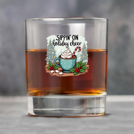 Sippin' On Holiday Cheer Hot Cocoa Rock Glasses