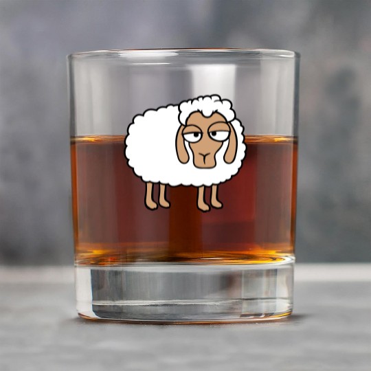 Sheep Tired Bored Look Little Sweet Lamb Bad Mood Rock Glasses