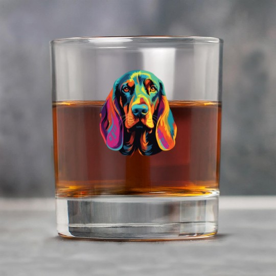 Watercolor Colorful Black And Tan Coonhound Rock Glasses