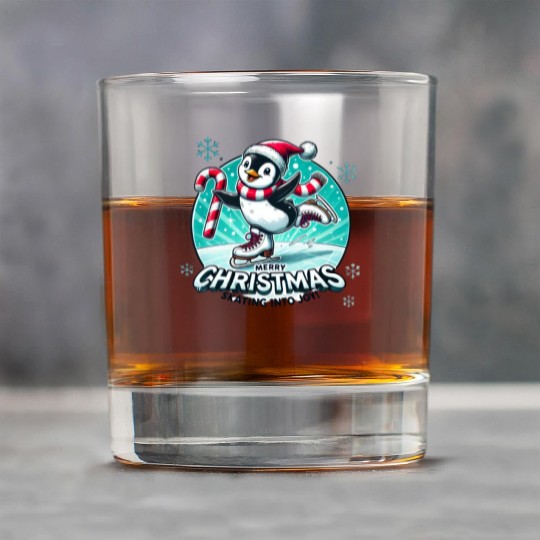 Penguin Ice Skating Christmas Fun Rock Glasses