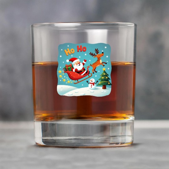 Santa Clause waving " HO-HO" Rock Glasses