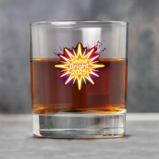 A large starburst glowing in neon light with 2025 Rock Glasses