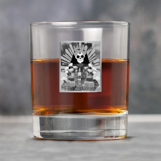Butterfly Black and White Santa Muerte Rock Glasses