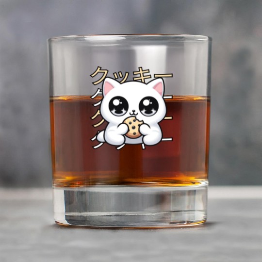 Cute Cat Japanese Kawaii Anime Cat with Cookie Rock Glasses