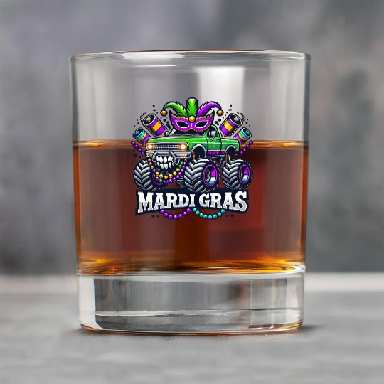 Mardi Gras Monster Truck Design Rock Glasses