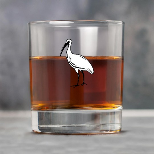 American White Ibis Eudocimus Albus Woodcut Retro Rock Glasses