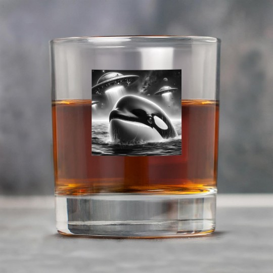 Killer whale Funny Graphic Selfie with UFOs Weird Rock Glasses