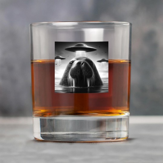 Walrus Sea lion Funny Graphic Selfie with UFOs Wei Rock Glasses