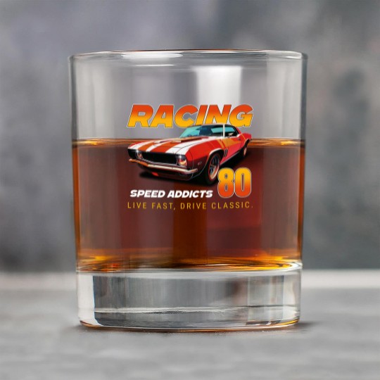 Racing Classic Car Graphic Rock Glasses, Retro Muscle Car