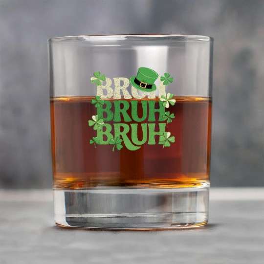 Bruh St. Patrick's Day Funny Green Shamrock Rock Glasses