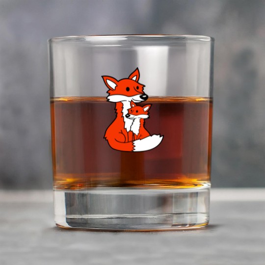 2 Foxes Mother Red Fox Small Child Father Mother Rock Glasses