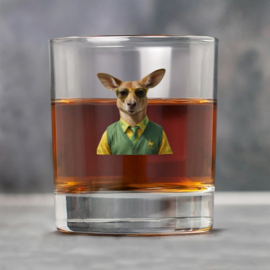 Green and Gold Kangaroo 6 Rock Glasses