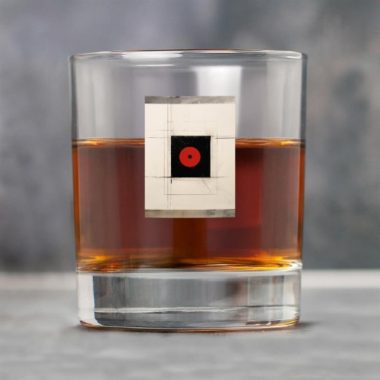 Red circle in a black square. Modern art Rock Glasses