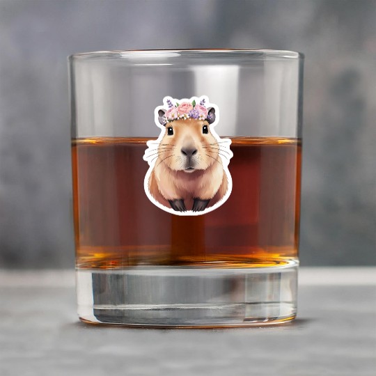 Capybara with Flowers Rock Glasses