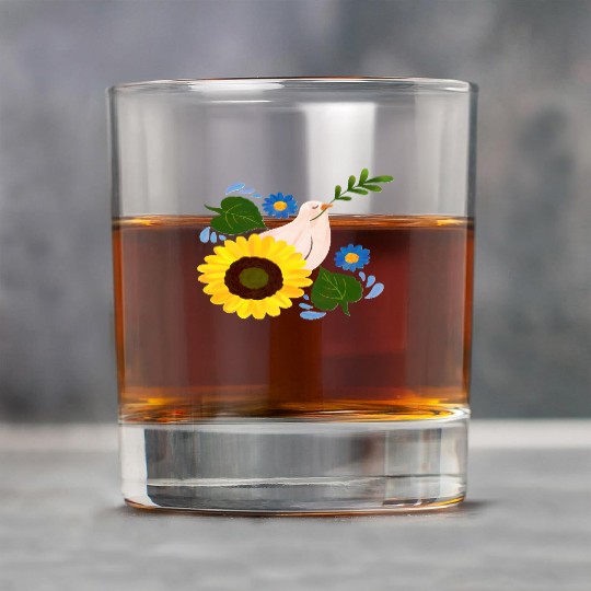 Peaceful Bloom - Dove and Sunflower Harmony Rock Glasses