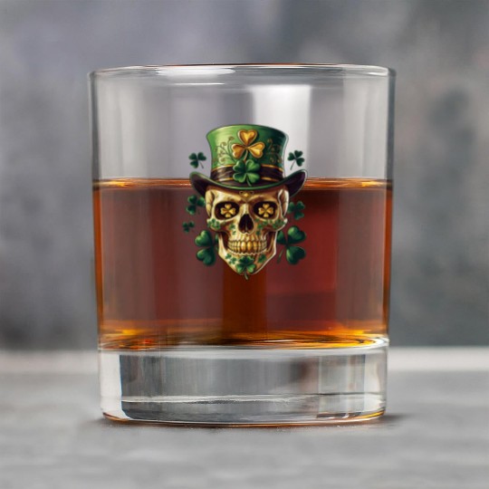 St Patricks Day Sugar Skull Shamrock Irish Mexican Rock Glasses