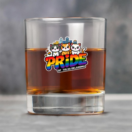 Pride of Tulsa City Oklahoma USA Rainbow Flag Rock Glasses