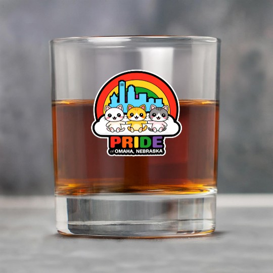 Pride of Omaha City Nebraska USA Rainbow Flag Rock Glasses