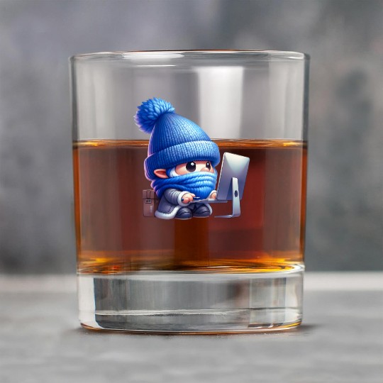 Hardworking Gnome at the Computer Rock Glasses