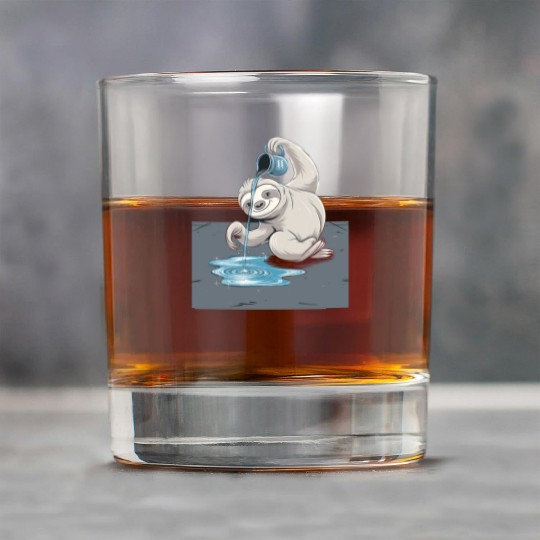 Aquarius Zodiac Sloth Pouring Water with Charm Rock Glasses