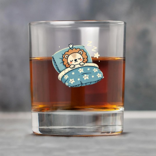 Lion Sleeping In Bed At Night Time Rock Glasses