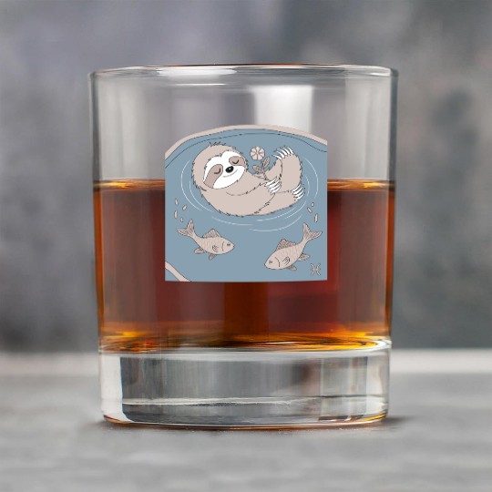 Relaxing Pisces Zodiac Sloth Embracing Serenity Rock Glasses