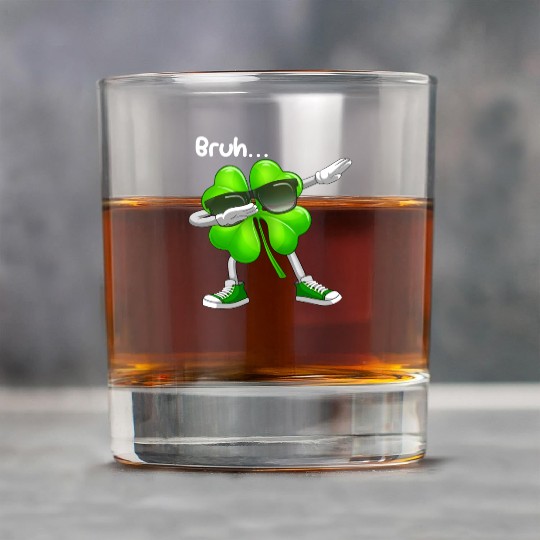 Bruh Dabbing Shamrock - Funny St Patricks Day Rock Glasses