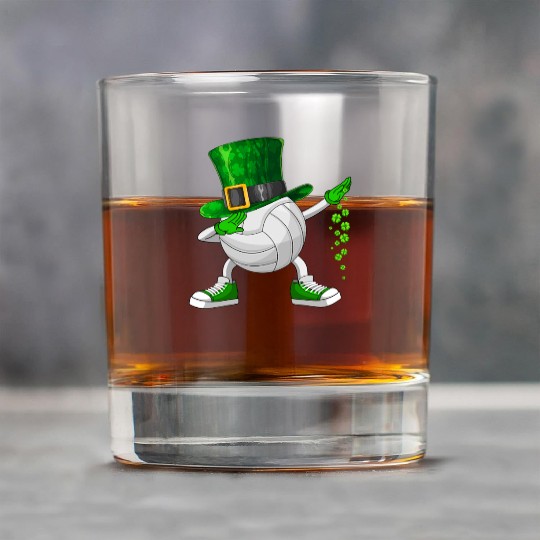 Funny Dabbing Shamrock Volleyball St Patrick's Day Rock Glasses
