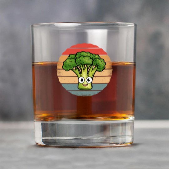 Cute Smiling Broccoli Retro Vintage Sunset Rock Glasses