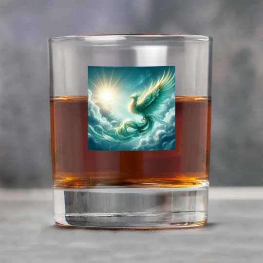 Green & Gold Rising Phoenix Rock Glasses