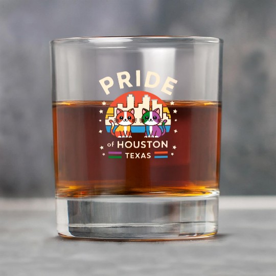 Pride of Houston City Texas USA Rainbow Flag Rock Glasses