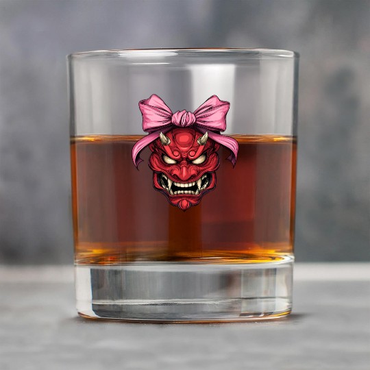 Coquette Bow Oni Yokai Devil Mask Pink Mothers Day Rock Glasses